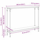 vidaXL Konzolasztal polcokkal Fekete tölgy 102 x 23 x 15,5 cm Faanyag