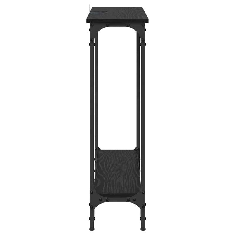 vidaXL Konzolasztal polcokkal Fekete tölgy 75 x 22,5 x 75 cm Faanyag
