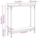 vidaXL Konzolasztal polcokkal Fekete tölgy 75 x 22,5 x 75 cm Faanyag
