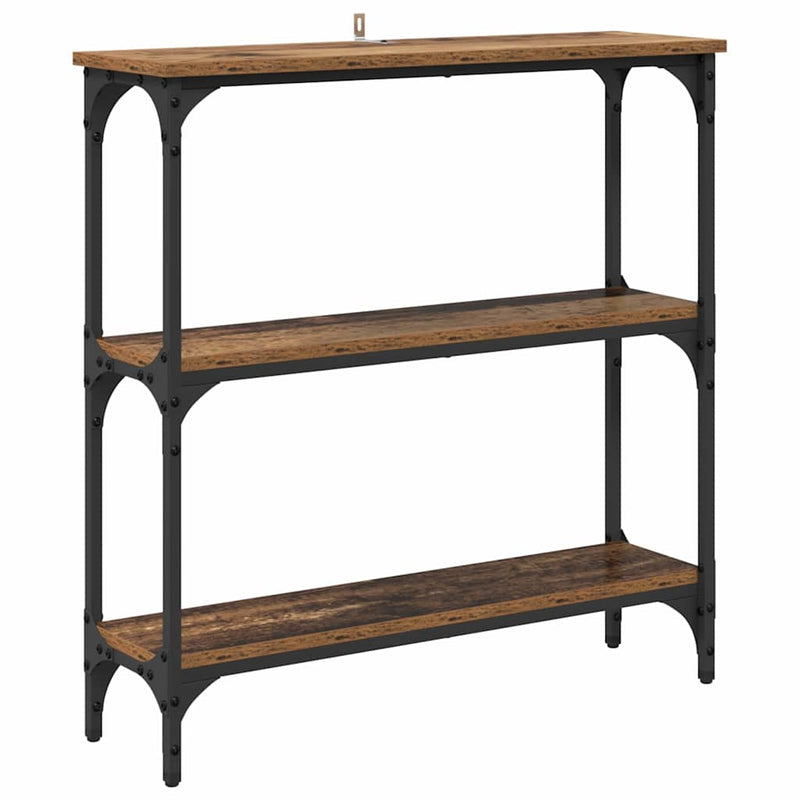 vidaXL Konzolasztal Régi fa 75 x 22.5 x 75 cm Műgyanta fa és Fém
