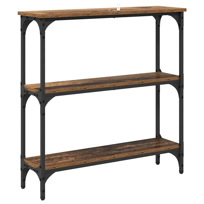 vidaXL Konzolasztal Régi fa 75 x 22.5 x 75 cm Műgyanta fa és Fém