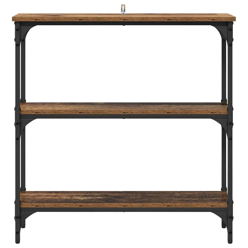 vidaXL Konzolasztal Régi fa 75 x 22.5 x 75 cm Műgyanta fa és Fém