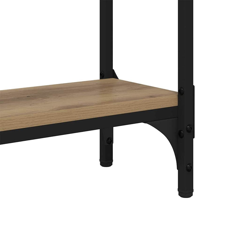 vidaXL Konzolasztal polcokkal kézműves tölgy 75 x 22.5 x 75 cm