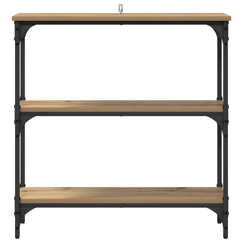 vidaXL Konzolasztal polcokkal kézműves tölgy 75 x 22.5 x 75 cm
