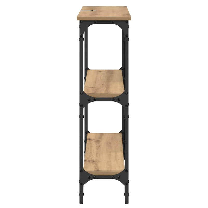 vidaXL Konzolasztal polcokkal kézműves tölgy 75 x 22.5 x 75 cm