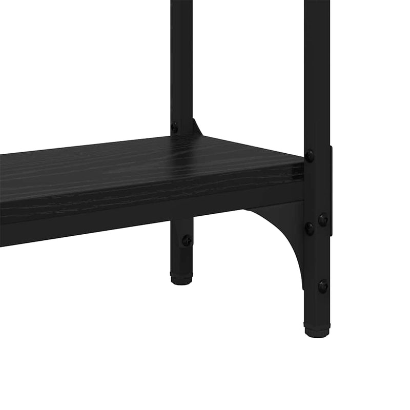 vidaXL Konzolasztal Musta tammi 75 x 22.5 x 75 cm Műgyanta fa és Fém