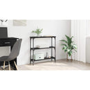 vidaXL Konzolasztal polcokkal Fekete tölgy 75 x 22,5 x 75 cm Faanyag