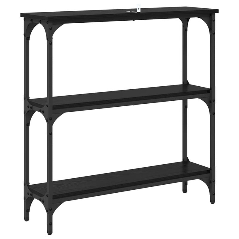 vidaXL Konzolasztal Musta tammi 75 x 22.5 x 75 cm Műgyanta fa és Fém