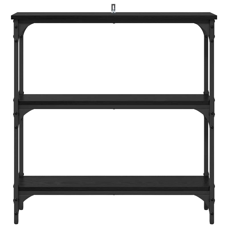 vidaXL Konzolasztal Musta tammi 75 x 22.5 x 75 cm Műgyanta fa és Fém