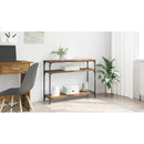 vidaXL Konzolasztal polcokkal Öreg fa 100 x 29 x 75 cm Faanyag