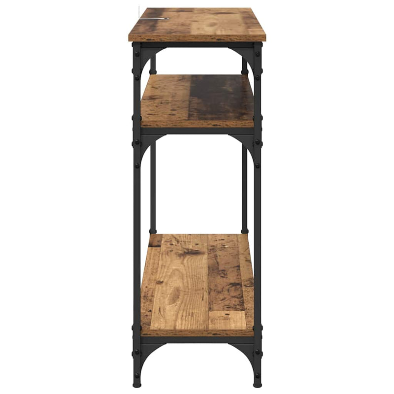vidaXL Konzolasztal polcokkal Öreg fa 100 x 29 x 75 cm Faanyag