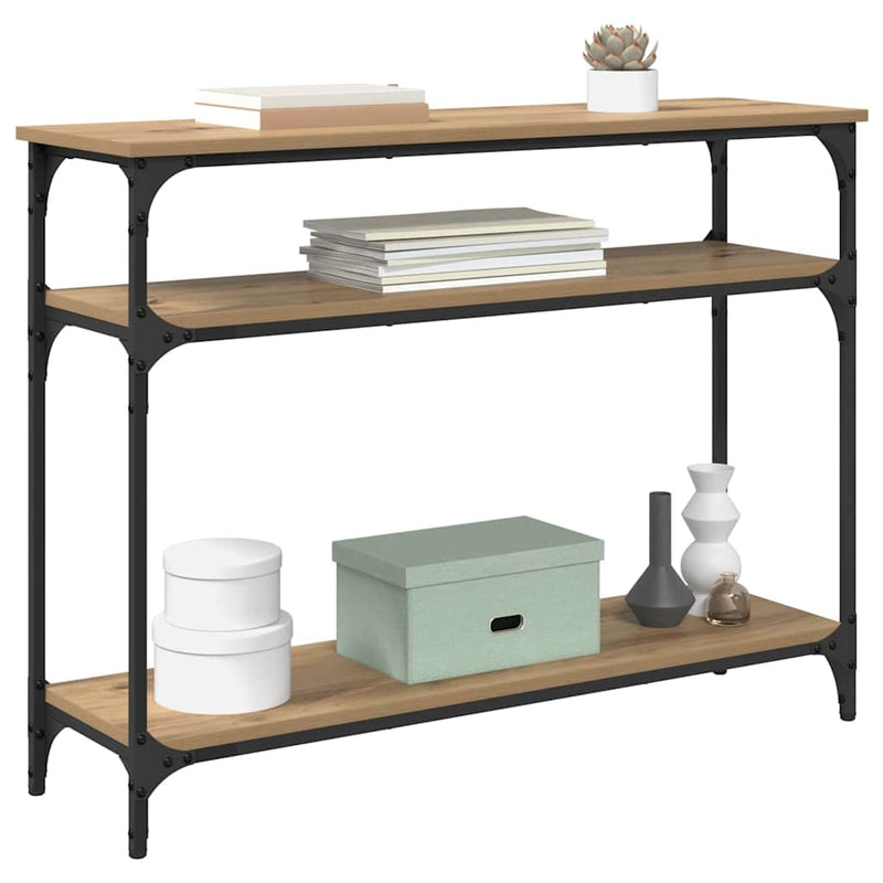 vidaXL Konzolasztal polcokkal Artisan tölgy 100 x 29 x 75 cm Faanyag