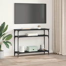 vidaXL Konzolasztal polcokkal Fekete tölgy 100 x 29 x 75 cm Faanyag