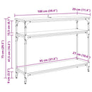vidaXL Konzolasztal polcokkal Fekete tölgy 100 x 29 x 75 cm Faanyag