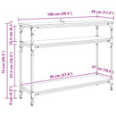 vidaXL Konzolasztal polcokkal Fekete tölgy 100 x 29 x 75 cm Faanyag
