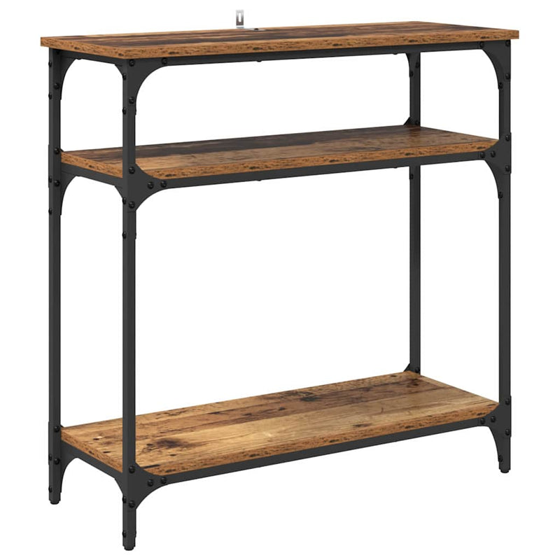 vidaXL Konzolasztal polcokkal Öreg fa 75 x 29 x 75 cm Faanyag