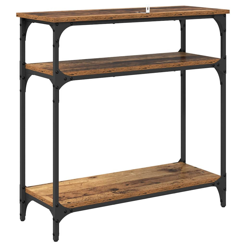 vidaXL Konzolasztal polcokkal Öreg fa 75 x 29 x 75 cm Faanyag