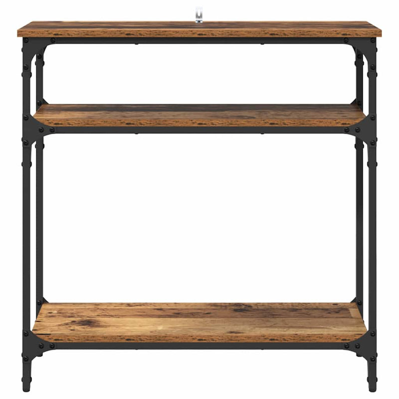 vidaXL Konzolasztal polcokkal Öreg fa 75 x 29 x 75 cm Faanyag