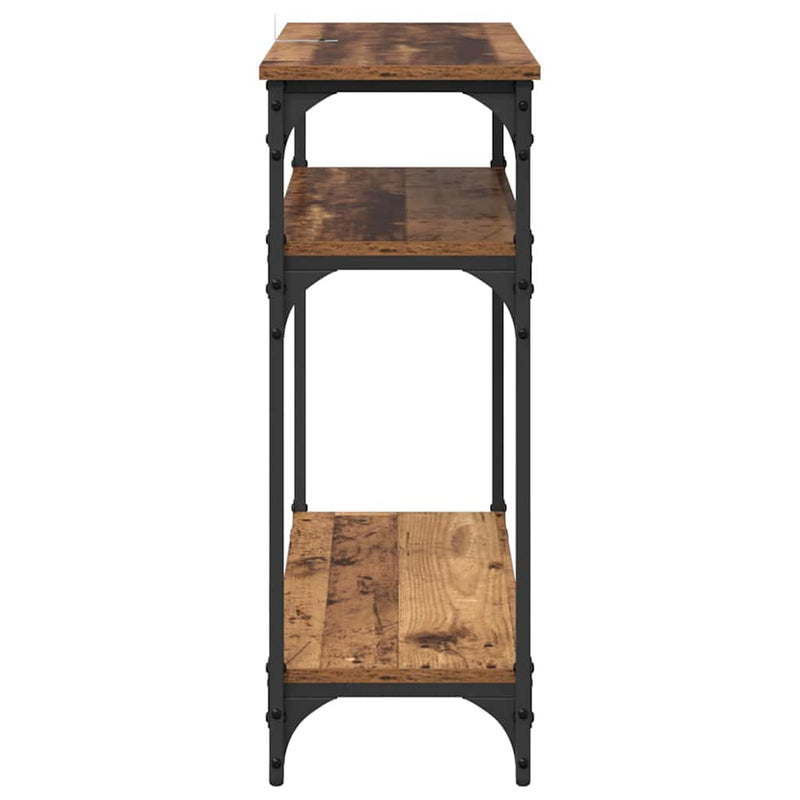 vidaXL Konzolasztal polcokkal Öreg fa 75 x 29 x 75 cm Faanyag
