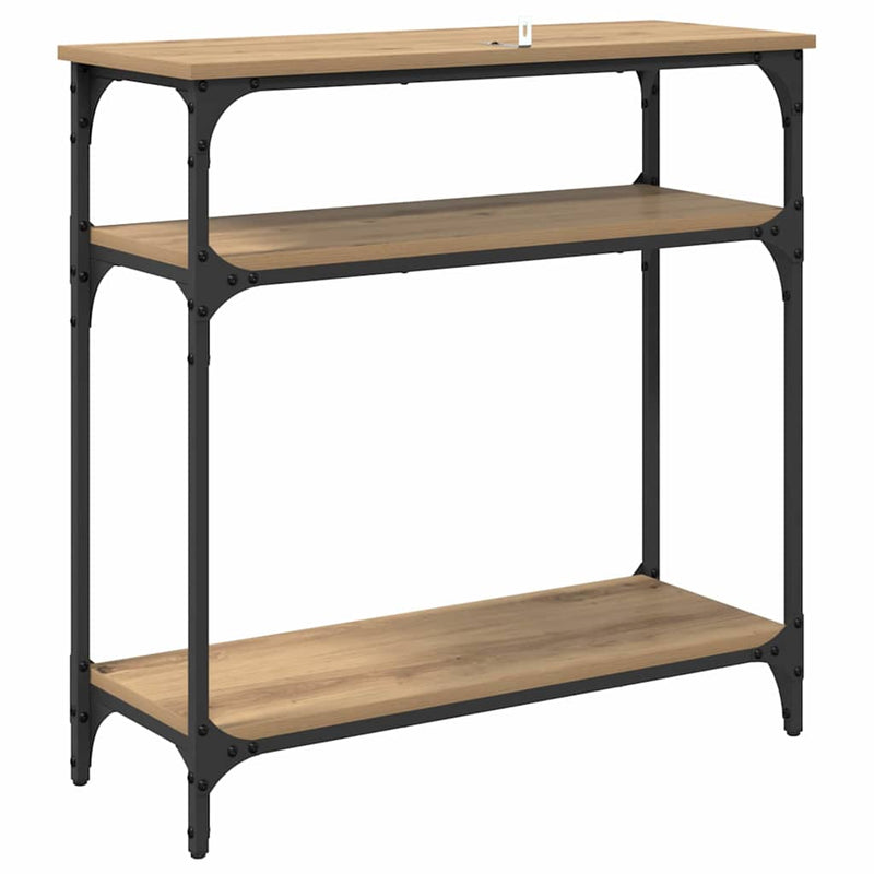 vidaXL Konzolasztal polcokkal Artisan tölgy 75 x 29 x 75 cm Faanyag
