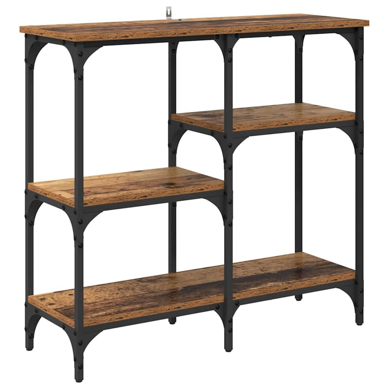 vidaXL Konzolasztal polcokkal Öreg fa 80 x 29 x 75 cm Faanyag