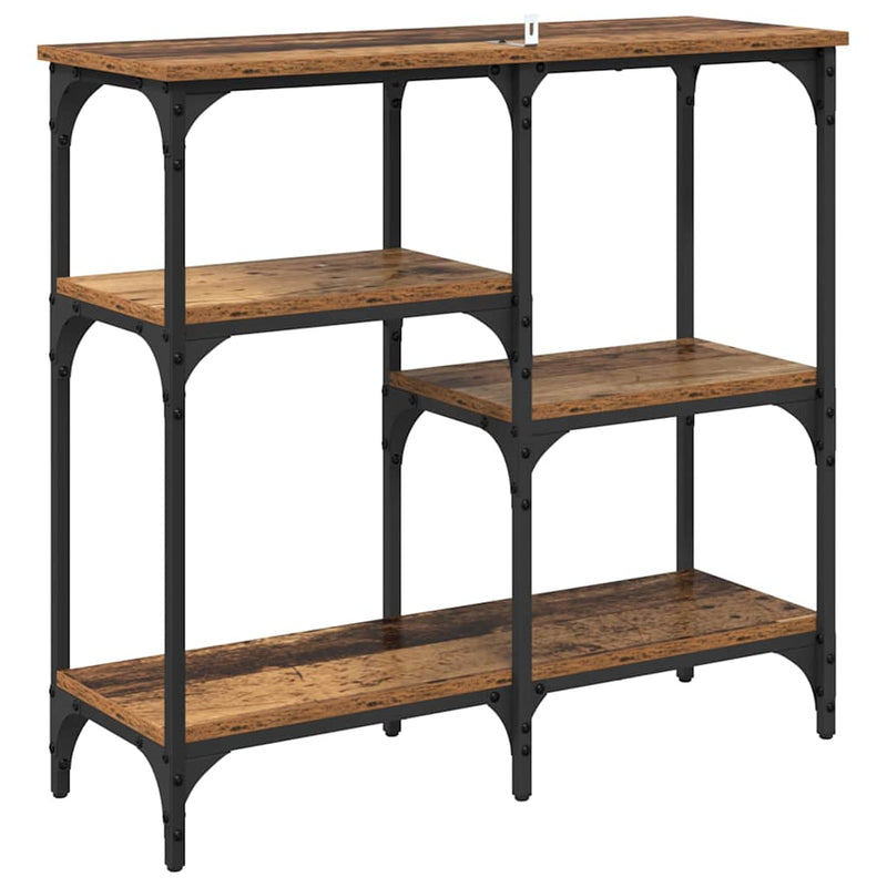 vidaXL Konzolasztal polcokkal Öreg fa 80 x 29 x 75 cm Faanyag