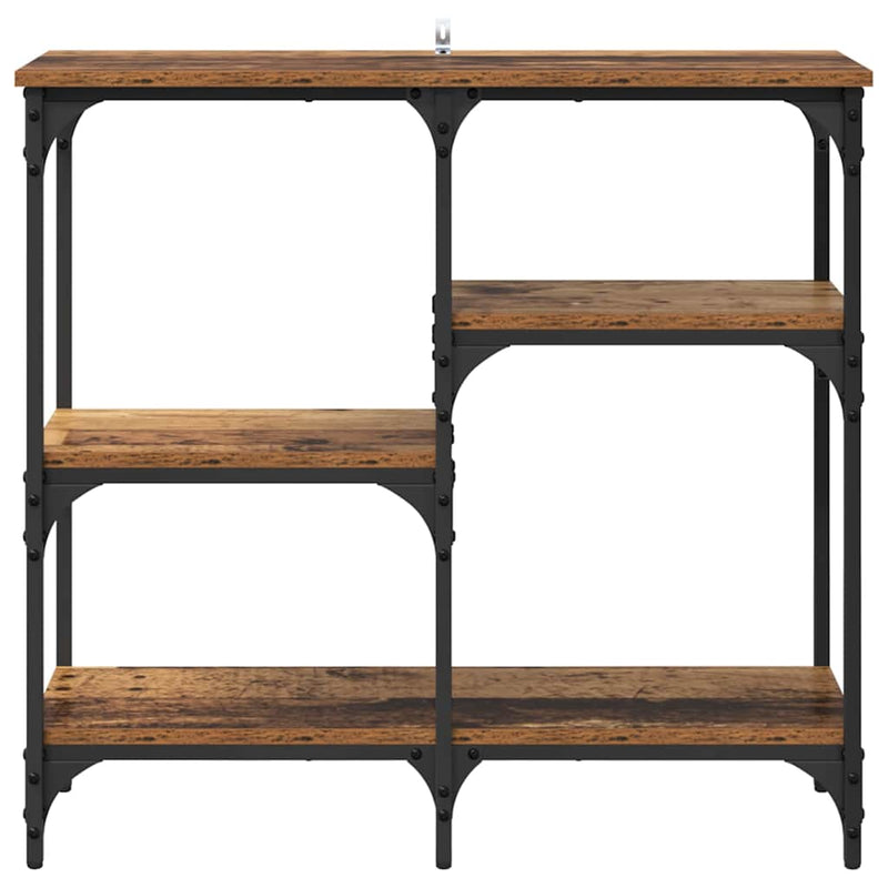 vidaXL Konzolasztal polcokkal Öreg fa 80 x 29 x 75 cm Faanyag