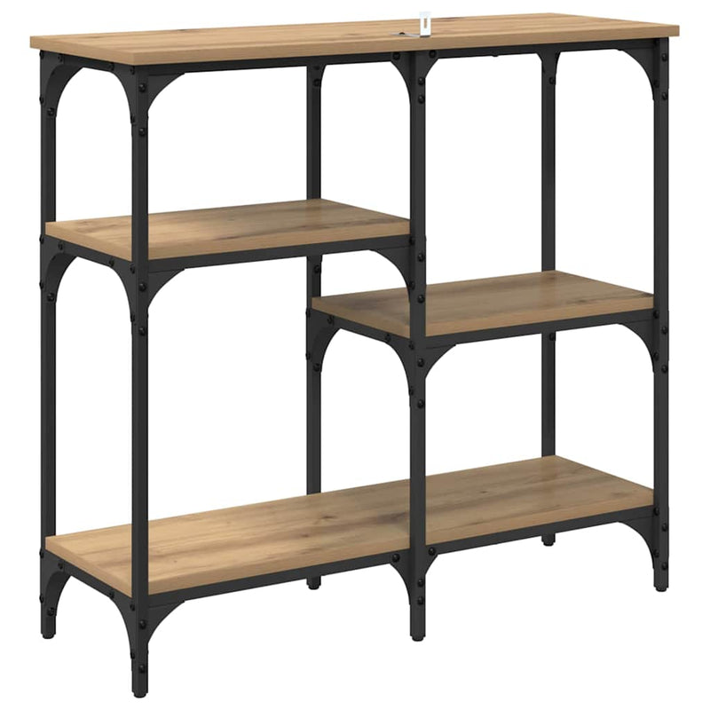 vidaXL Konzolasztal polcokkal Artisan tölgy 80 x 29 x 75 cm Faanyag
