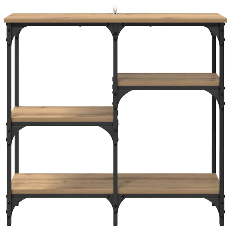 vidaXL Konzolasztal polcokkal Artisan tölgy 80 x 29 x 75 cm Faanyag