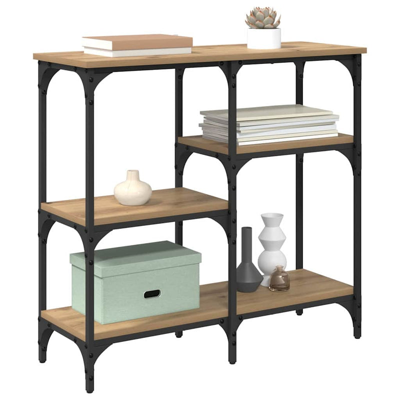 vidaXL Konzolasztal polcokkal Artisan tölgy 80 x 29 x 75 cm Faanyag