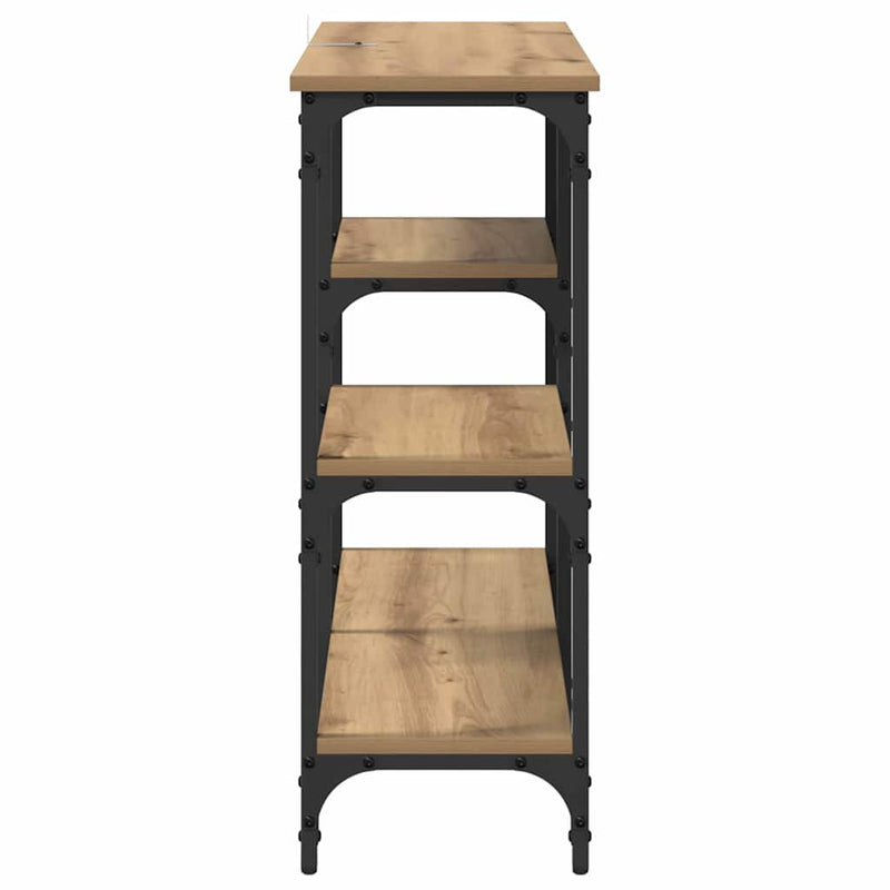 vidaXL Konzolasztal polcokkal Artisan tölgy 80 x 29 x 75 cm Faanyag