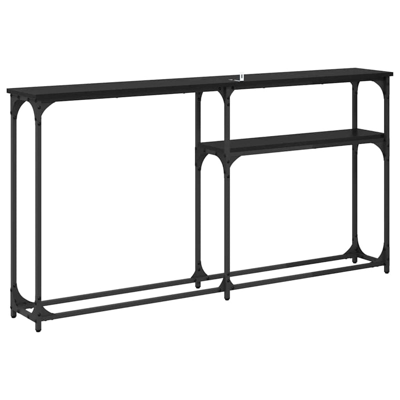 vidaXL Konzolasztal Fekete tölgy 146 x 22,5 x 75 cm Faanyag