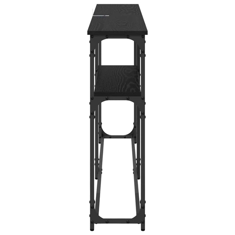 vidaXL Konzolasztal Fekete tölgy 146 x 22,5 x 75 cm Faanyag