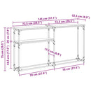 vidaXL Konzolasztal Fekete tölgy 146 x 22,5 x 75 cm Faanyag