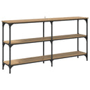 vidaXL Konzolasztal Artisan tölgy 150 x 29 x 75 cm Mérnöki fa és fém