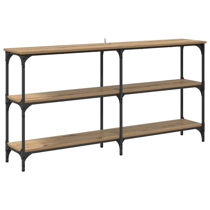 vidaXL Konzolasztal Artisan tölgy 150 x 29 x 75 cm Mérnöki fa és fém