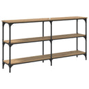 vidaXL Konzolasztal Artisan tölgy 150 x 29 x 75 cm Mérnöki fa és fém