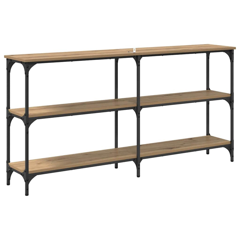 vidaXL Konzolasztal Artisan tölgy 150 x 29 x 75 cm Mérnöki fa és fém