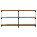 vidaXL Konzolasztal Artisan tölgy 150 x 29 x 75 cm Mérnöki fa és fém