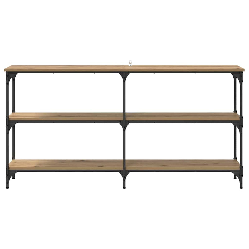 vidaXL Konzolasztal Artisan tölgy 150 x 29 x 75 cm Mérnöki fa és fém