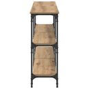 vidaXL Konzolasztal Artisan tölgy 150 x 29 x 75 cm Mérnöki fa és fém