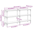 vidaXL Konzolasztal Artisan tölgy 150 x 29 x 75 cm Mérnöki fa és fém