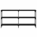 vidaXL Konzolasztal Fekete tölgy 150 x 29 x 75 cm Mérnöki fa és fém