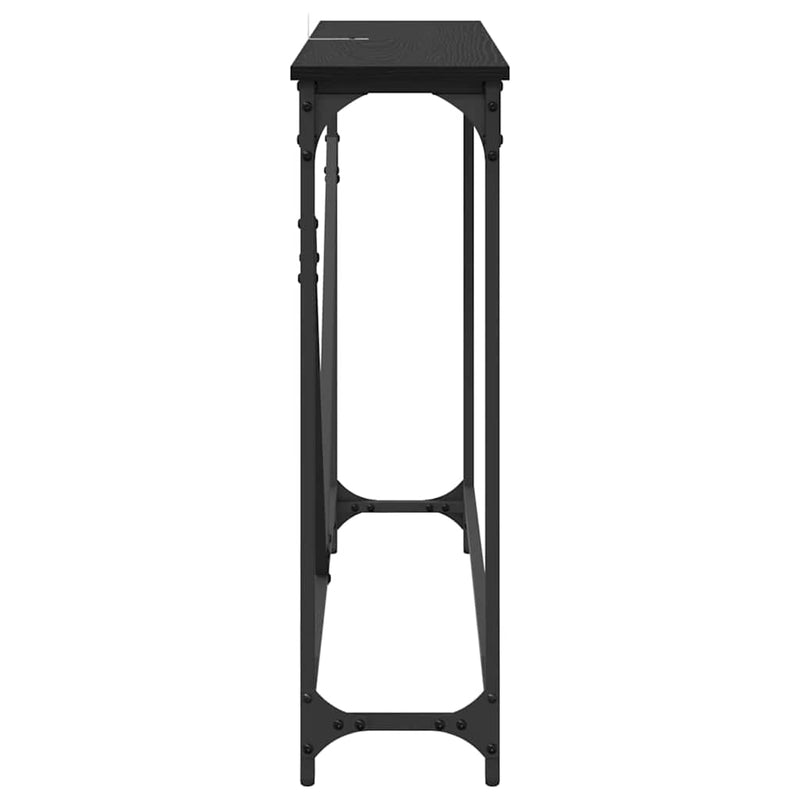 vidaXL Konzolasztal Fekete tölgy 102 x 23 x 75 cm Faanyag