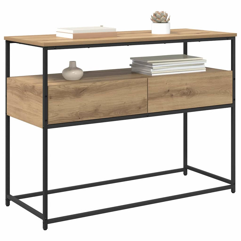 vidaXL Konzolasztal fiókkal Artisan tölgy 100 x 40 x 75 cm Faanyag