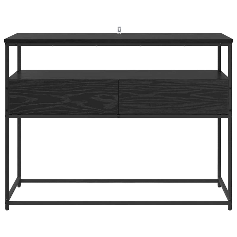 vidaXL Konzolasztal fiókkal Fekete tölgy 100 x 40 x 75 cm Faanyag
