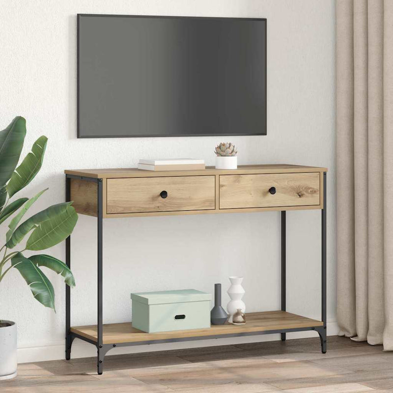 vidaXL Konzolasztal fiókkal Artisan tölgy 100 x 34,5 x 75 cm Faanyag