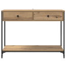 vidaXL Konzolasztal fiókkal Artisan tölgy 100 x 34,5 x 75 cm Faanyag