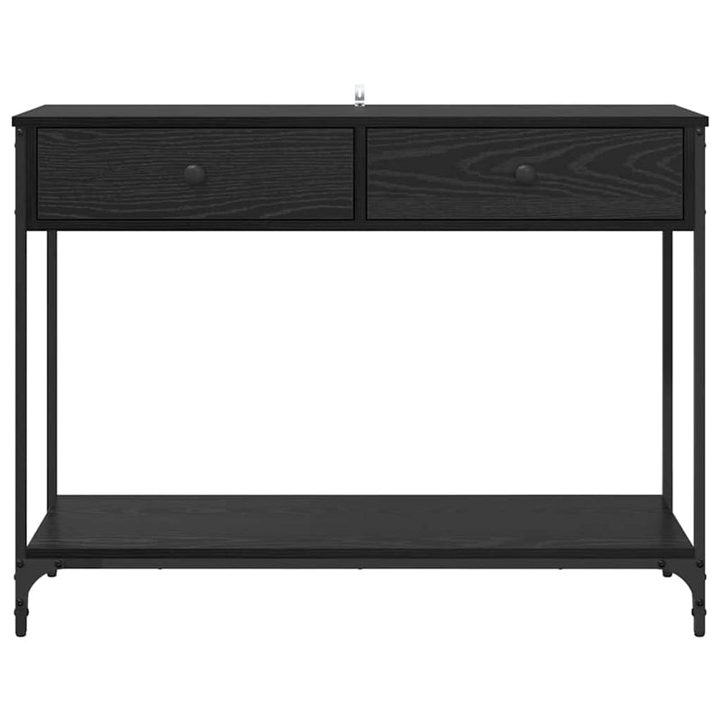 vidaXL Konzolasztal fiókkal Fekete tölgy 100 x 34,5 x 75 cm Faanyag