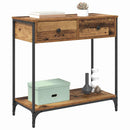 vidaXL Konzolasztal fiókkal Öreg fa 75 x 34,5 x 75 cm Faanyag